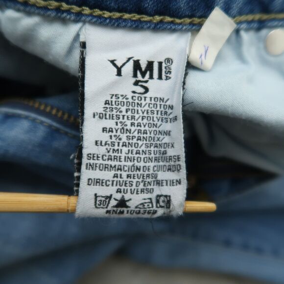 YMI Jeans Junior's Size 5 Blue High-Rise Super Flare Denim 32" Inseam Distressed - Picture 11 of 16